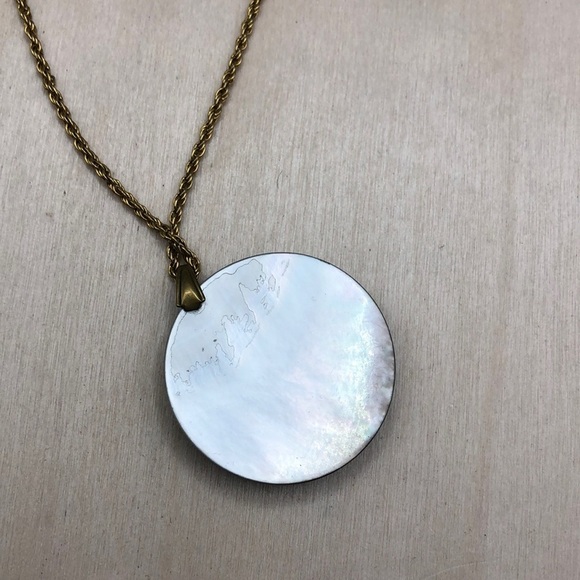 Abalone shell bejeweled sparkling pendant on Betsey Johnson chain necklace boho - Picture 6 of 9